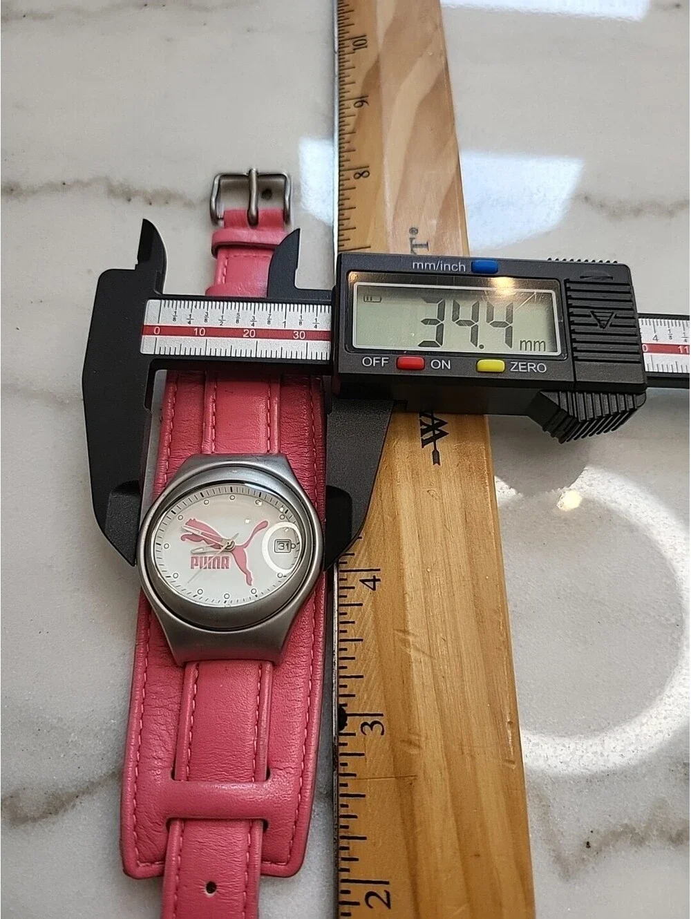 Ladies Pink Puma Oval Watch WR100M Leather Band Stainless Steel Case New Battery